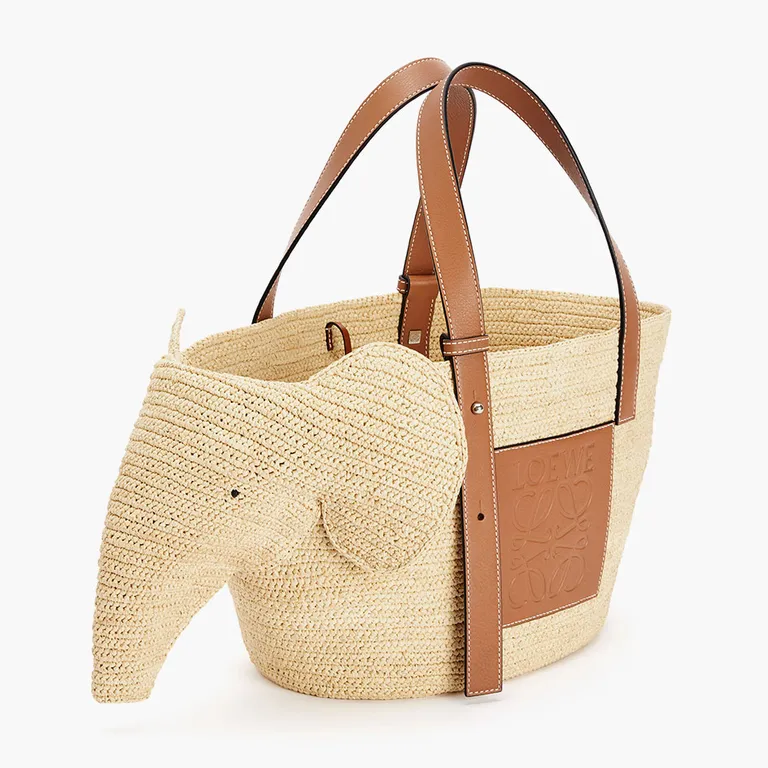 Basket bags in elephant shape by Loewe