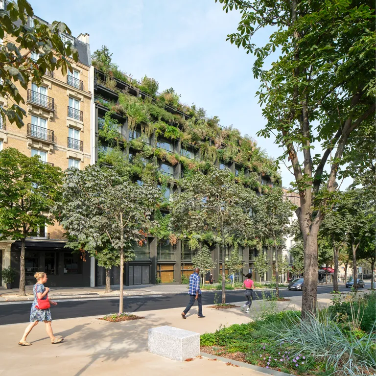 green facade in Paris mixed use scheme by Triptyque architects