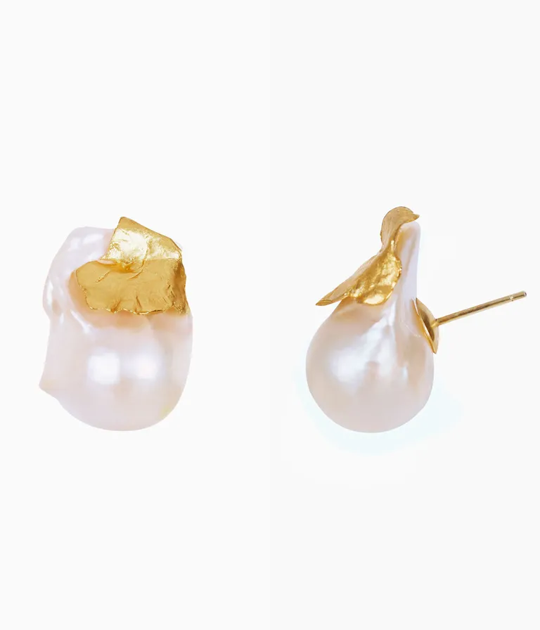 Pearls with gold studs