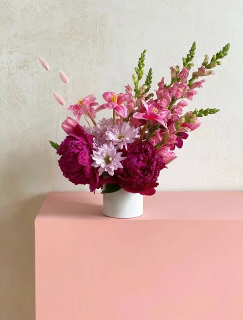 Pink floral arrangement New York City based Flower Bodega 