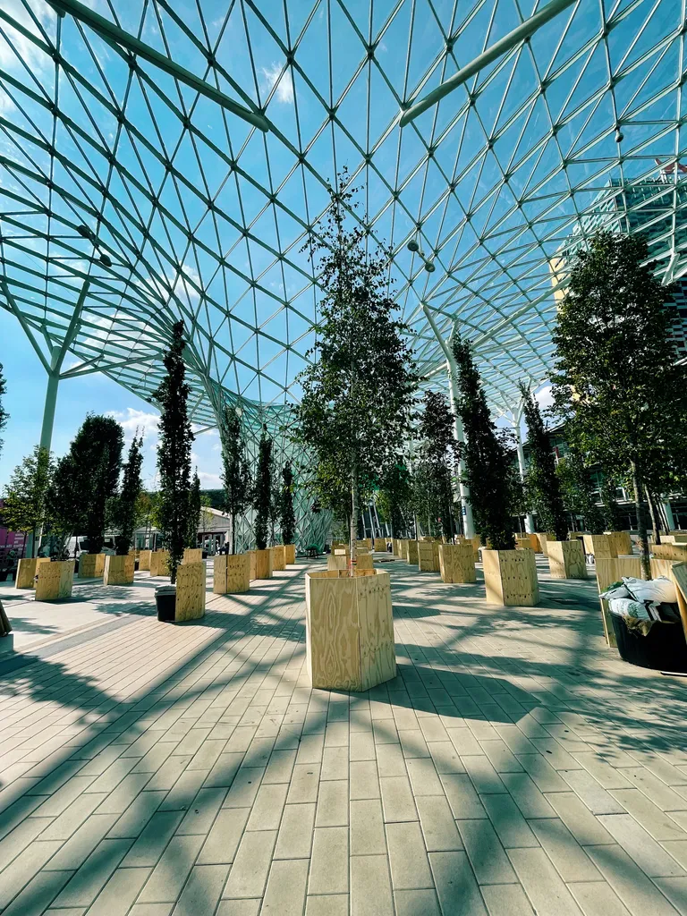 Installation of trees at Salone del Mobile Rho Fiera