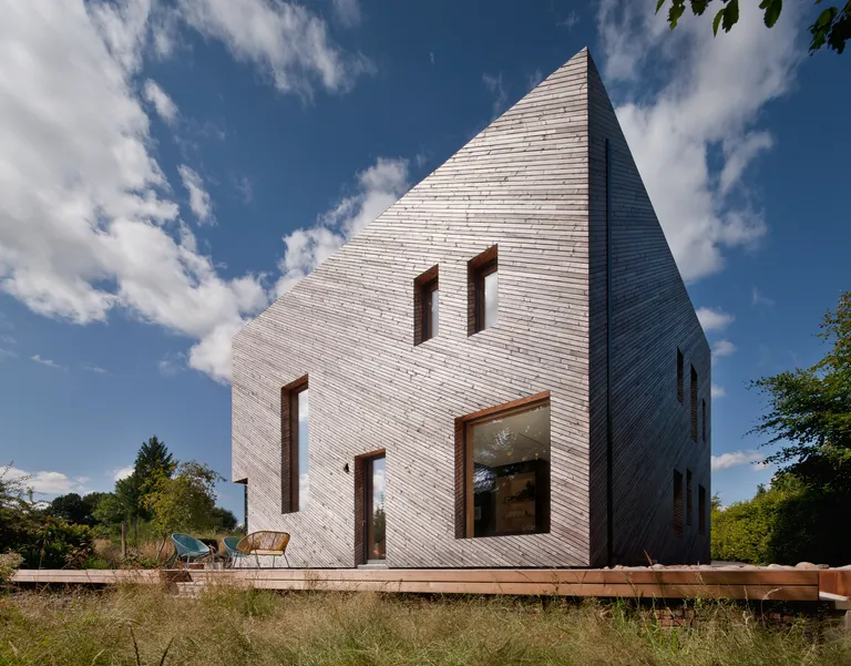 timber clad passivhaus house in scotland as seen from exterior