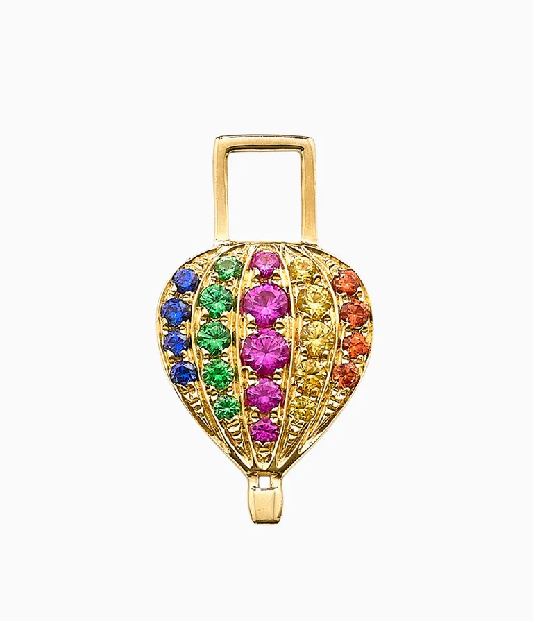 gold hot air ballon covered with precious gems to hang from an earring